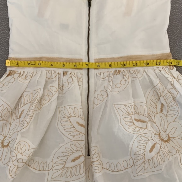 Anna Sui Anthropologie white & tan cotton mini ruffle dress - Picture 5 of 7